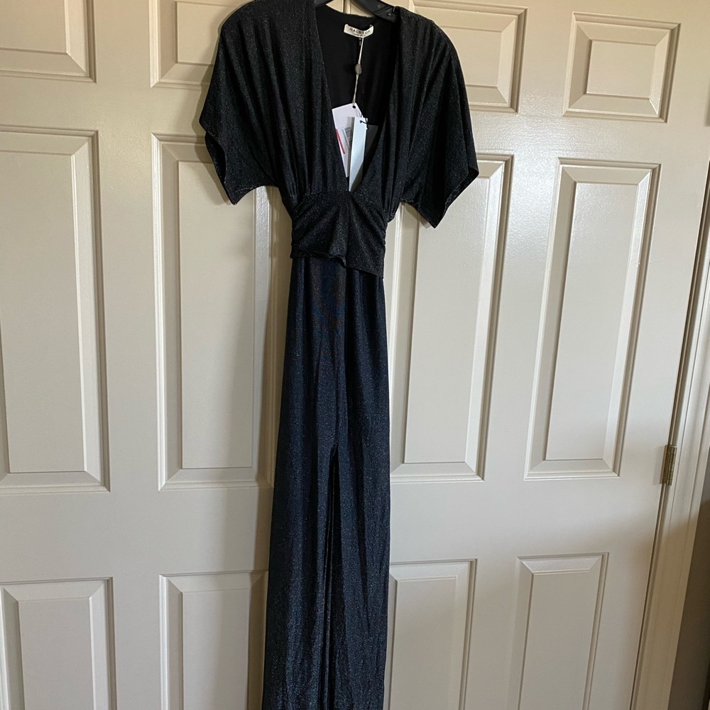 NWT Halston Heritage Tie-back metallic crepe gown - Picture 6 of 9